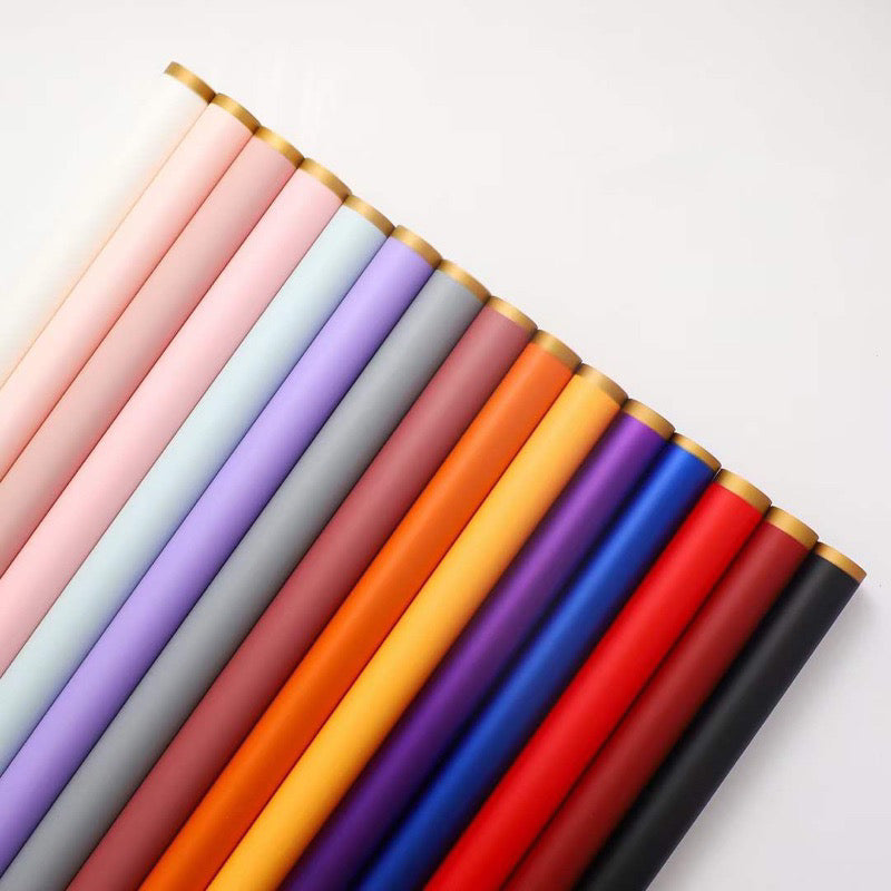 20pcs Gold Border Wrappers Flower Bouquet Wrapping Paper (Waterproof)