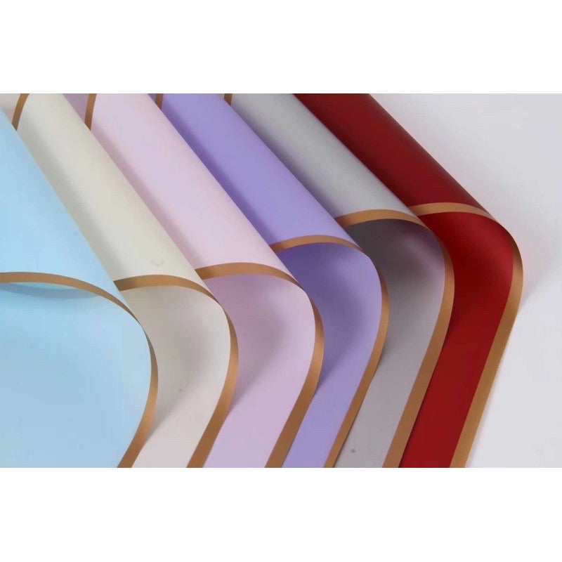 20pcs Gold Border Wrappers Flower Bouquet Wrapping Paper (Waterproof)