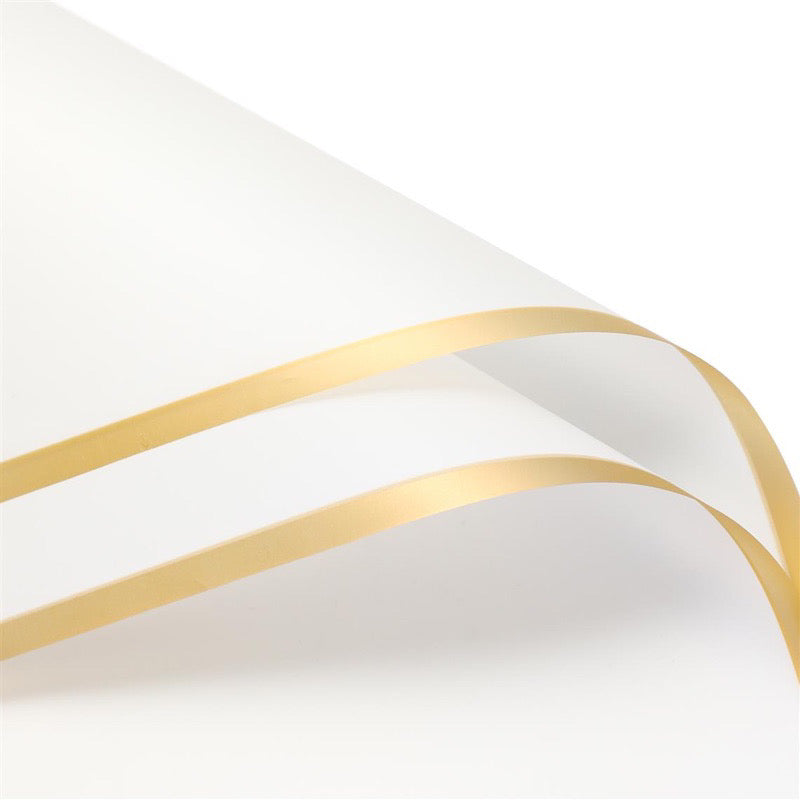 20pcs Gold Border Wrappers Flower Bouquet Wrapping Paper (Waterproof)