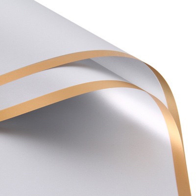20pcs Gold Border Wrappers Flower Bouquet Wrapping Paper (Waterproof)