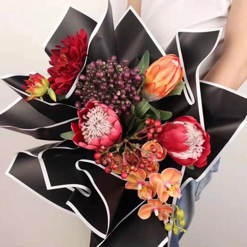 20pcs Gold Border Wrappers Flower Bouquet Wrapping Paper (Waterproof)