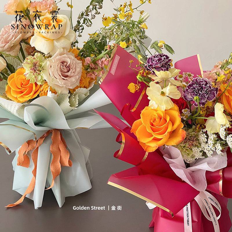 Gold Border Flower Wrapping Paper(Waterproof)