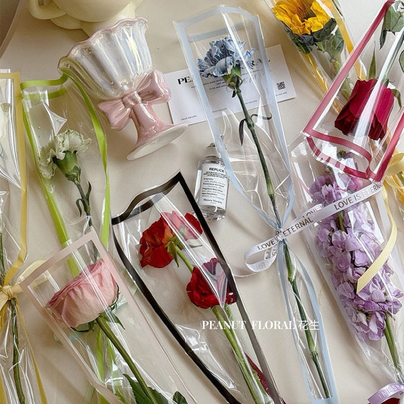 50pcs Single Stem SeeThrough Border Wrappers Bouquet Wrapping Paper