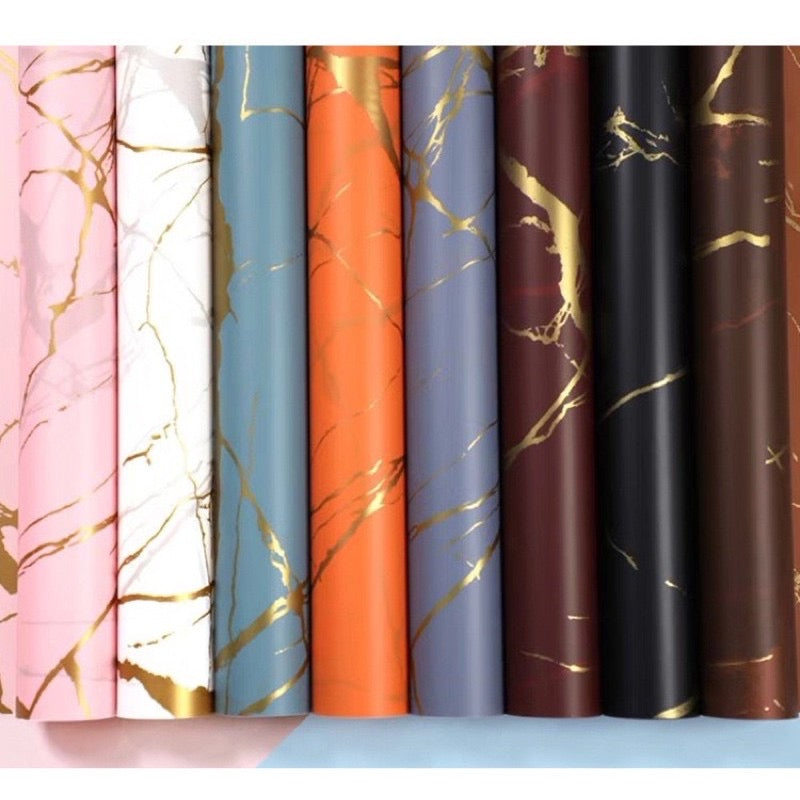 20in1 Pack Golden Marble Design Wrapper Bouquet Wrapping Material (Waterproof)
