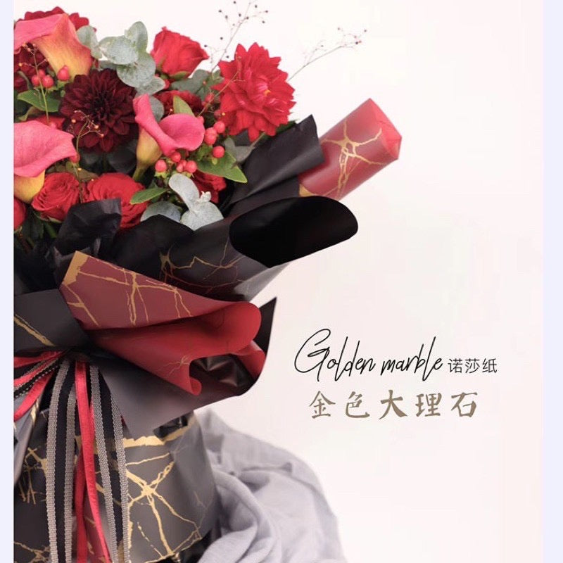 20in1 Pack Golden Marble Design Wrapper Bouquet Wrapping Material (Waterproof)