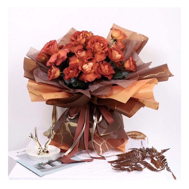 20in1 Pack Golden Marble Design Wrapper Bouquet Wrapping Material (Waterproof)