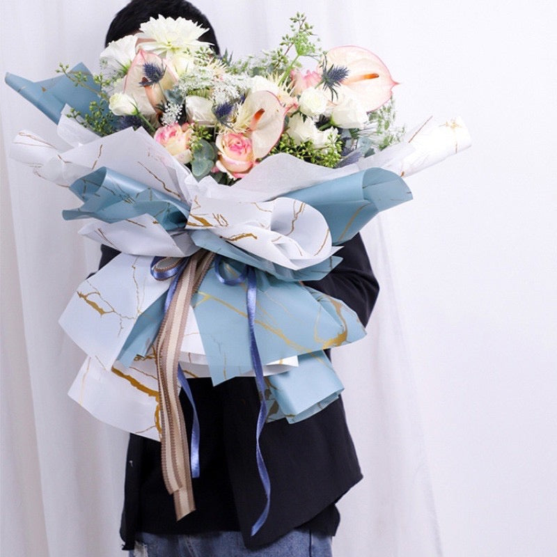 20in1 Pack Golden Marble Design Wrapper Bouquet Wrapping Material (Waterproof)