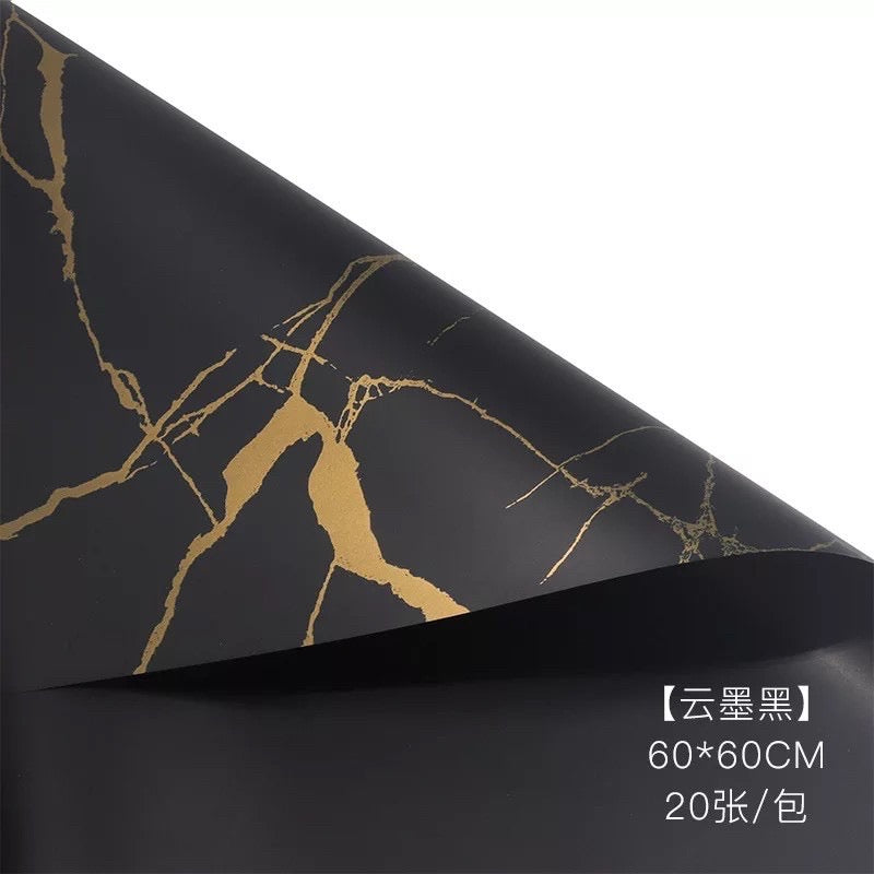 20in1 Pack Golden Marble Design Wrapper Bouquet Wrapping Material (Waterproof)