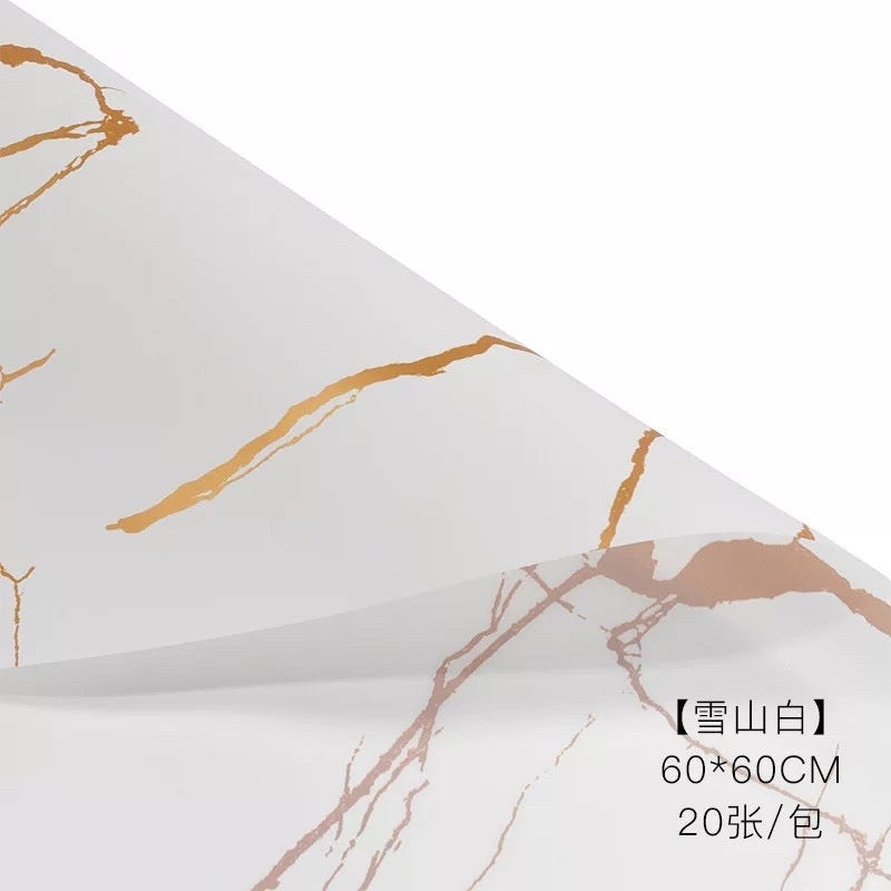 20in1 Pack Golden Marble Design Wrapper Bouquet Wrapping Material (Waterproof)