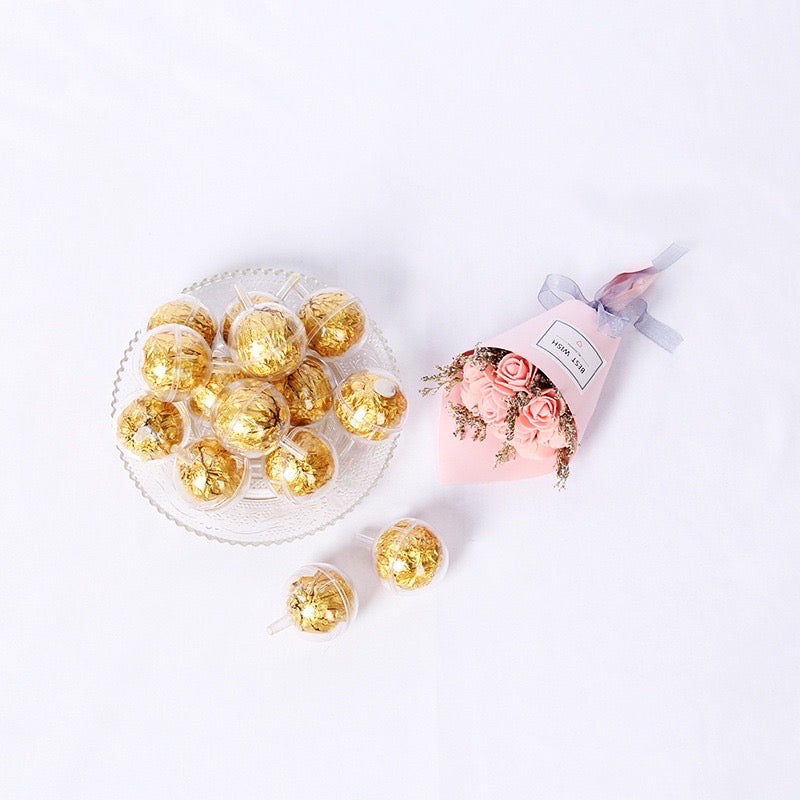 Transparent Plastic Ferrero Chocolate Bouquet Cup Holder Round Ball Boutique Floral accesorries