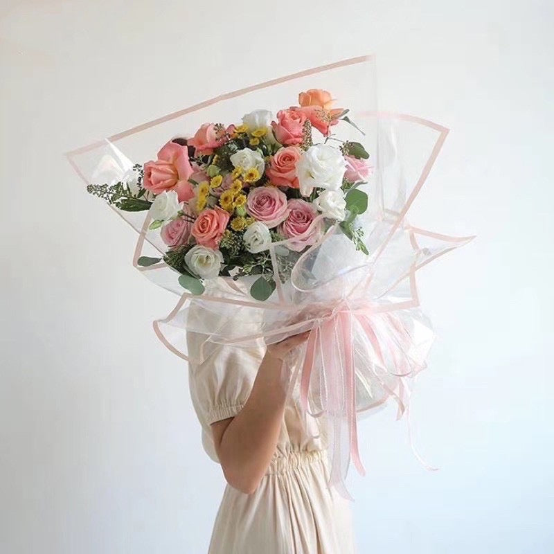 20in1 Pack Transparent Colored Lining Wrappers Bouquet Wrapping Material (Waterproof)
