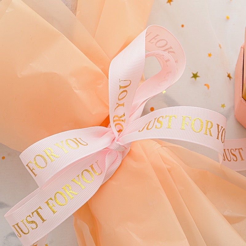 GOLD PRINT Just for you Ribbon Gift Wrapping Bouquet Ribbon