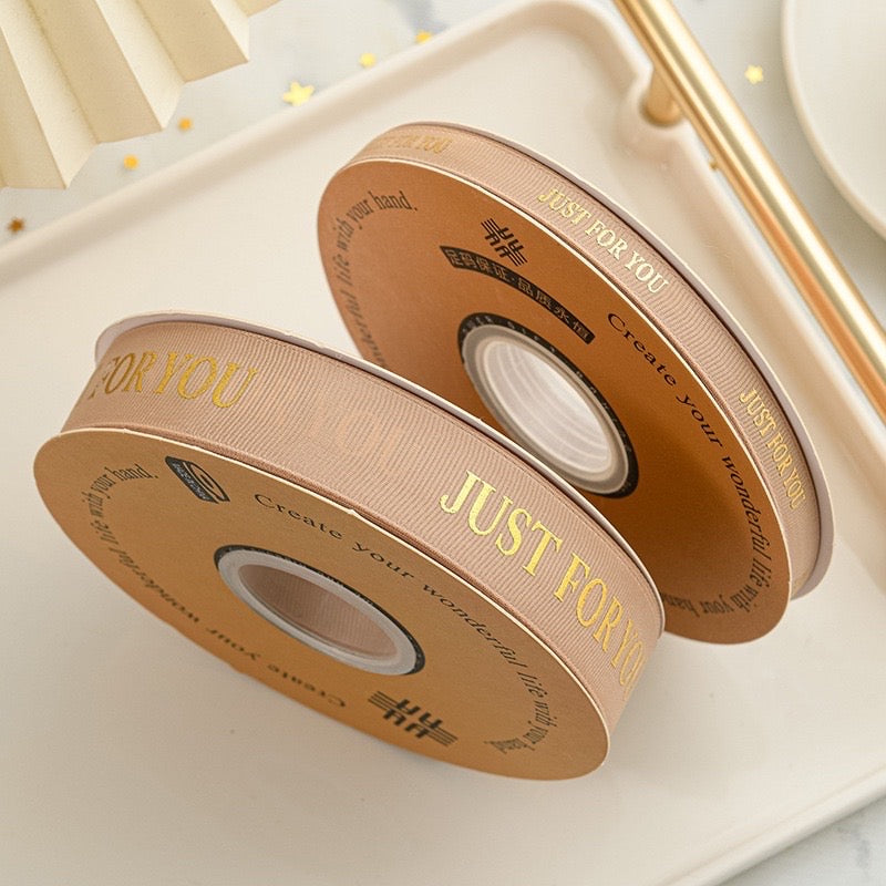 GOLD PRINT Just for you Ribbon Gift Wrapping Bouquet Ribbon
