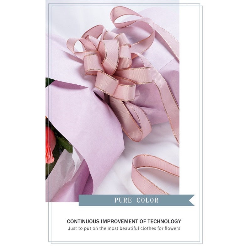 Quality Gold Lining Style Ribbon Gift Wrapping Bouquet Ribbon
