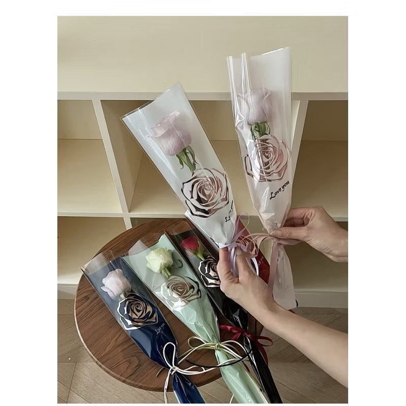 30pcs GoldPrint Rose Head Single Stem Wrapping Paper