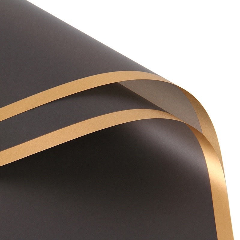 20pcs Gold Border Wrappers Flower Bouquet Wrapping Paper (Waterproof)