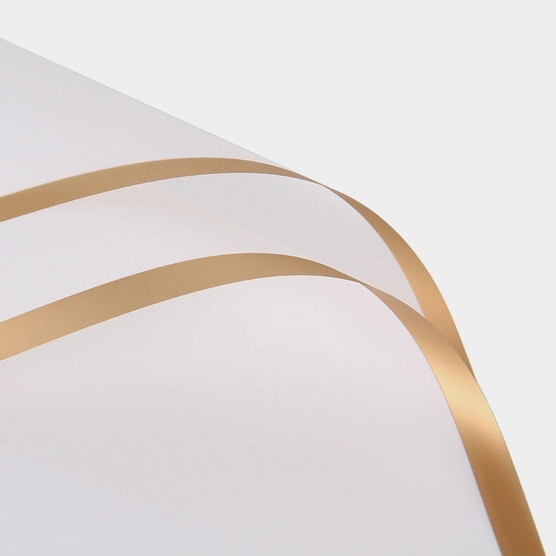 20pcs Gold Border Wrappers Flower Bouquet Wrapping Paper (Waterproof)
