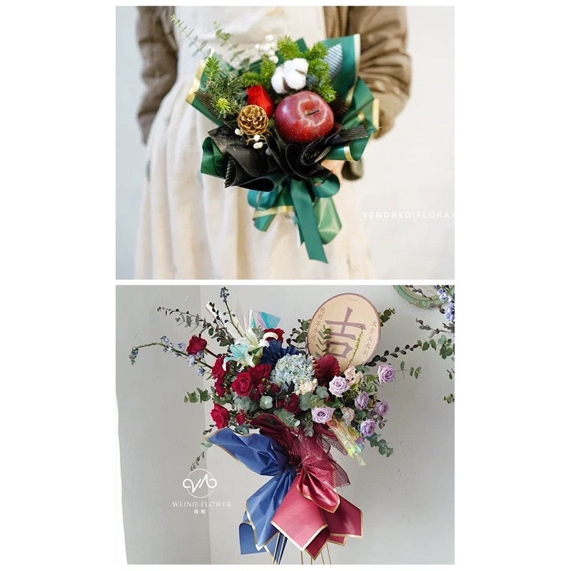 20pcs Upgraded Gold Border Bouquet Wrapping Waterproof Material (Waterproof)