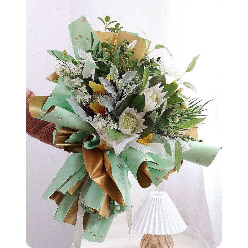 20pcs Gold Sparkle Double-Sided Wrappers Bouquet Wrapping Materials (Waterproof)