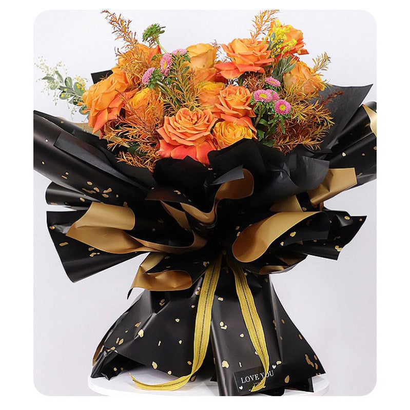 20pcs Gold Sparkle Double-Sided Wrappers Bouquet Wrapping Materials (Waterproof)