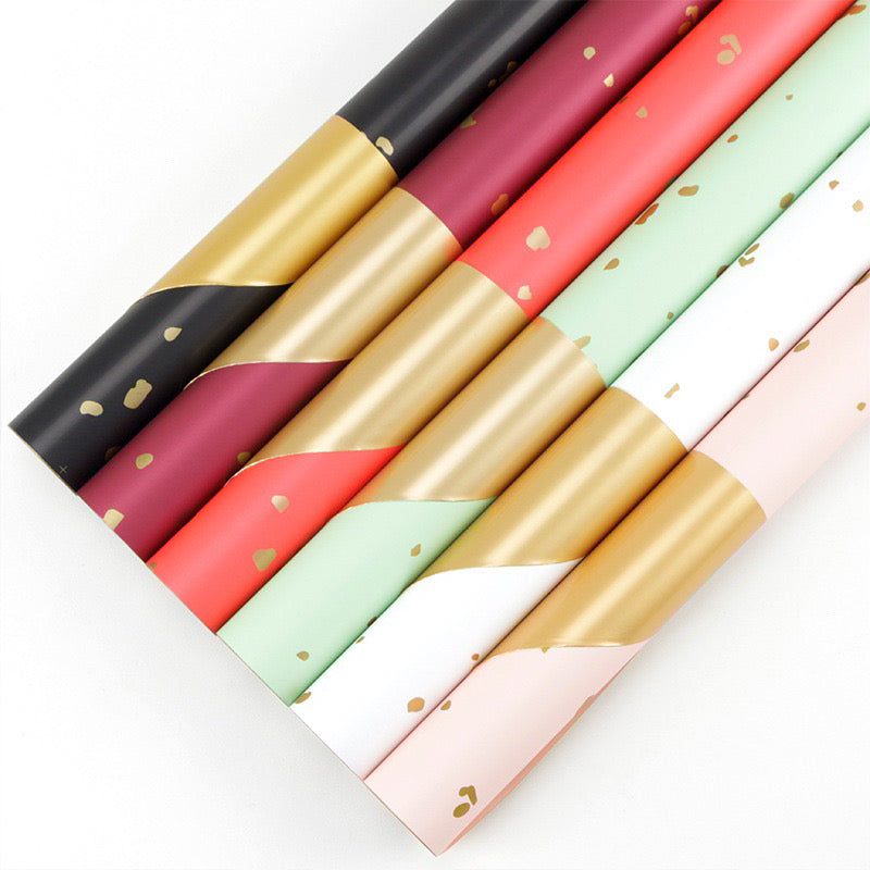 20pcs Gold Sparkle Double-Sided Wrappers Bouquet Wrapping Materials (Waterproof)