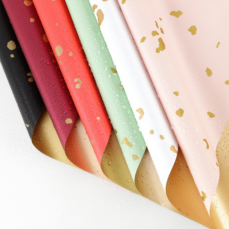 20pcs Gold Sparkle Double-Sided Wrappers Bouquet Wrapping Materials (Waterproof)
