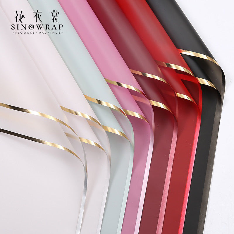 Gold Border Flower Wrapping Paper(Waterproof)