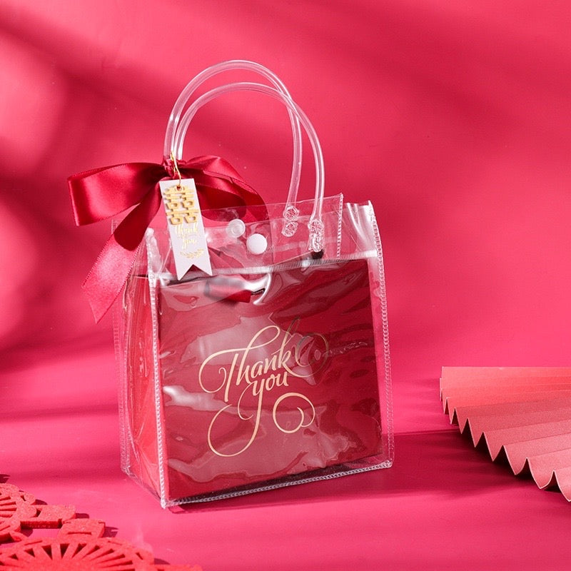 Plastic Transparent Bag/ PVC Bag Transparent Tote handbag gift Clear Gift Packaging Bag