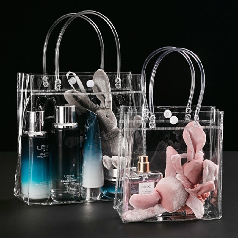 Plastic Transparent Bag/ PVC Bag Transparent Tote handbag gift Clear Gift Packaging Bag