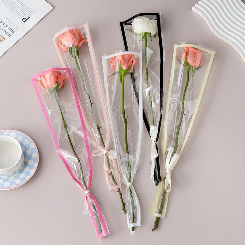 50pcs Single Stem SeeThrough Border Wrappers Bouquet Wrapping Paper