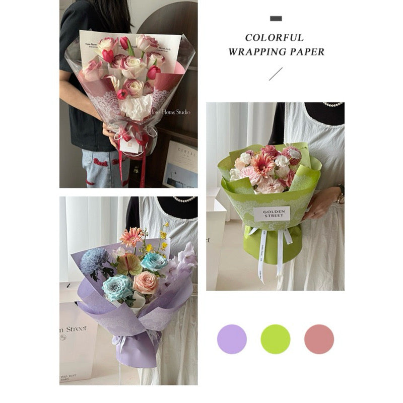 20pcs Lace Border Wrappers Bouquet Wrapping Material (Waterproof)