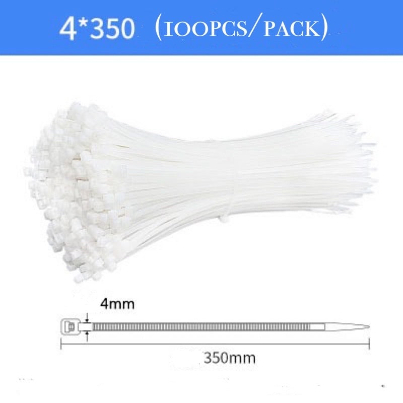 Self Locking Plastic Nylon Cable Tie Zip Wire Set 100pcs