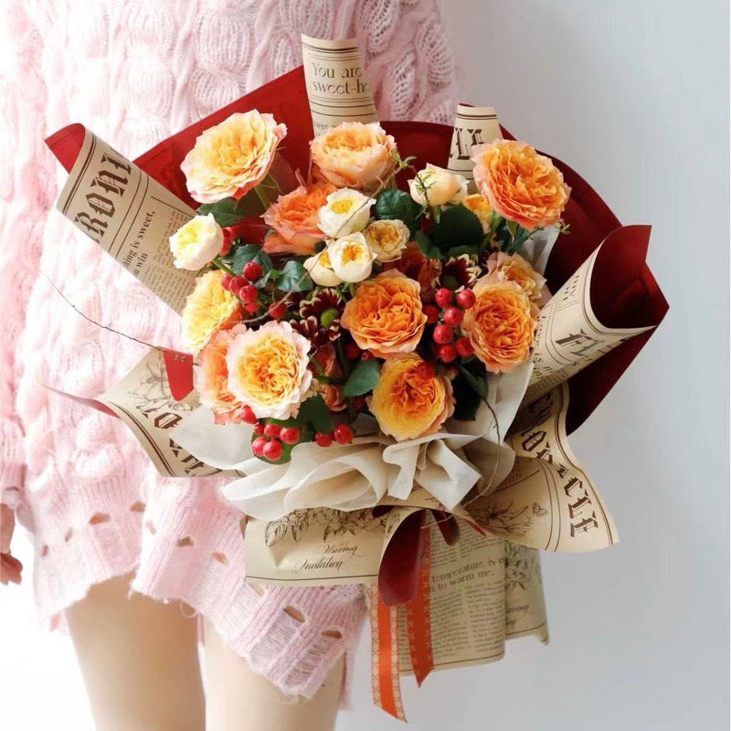 20pcs in 1 Pack Two-sided Britain Newspaper Design Wrapper Bouquet Wrapping Material (Waterproof)