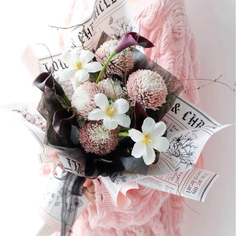 20pcs in 1 Pack Two-sided Britain Newspaper Design Wrapper Bouquet Wrapping Material (Waterproof)