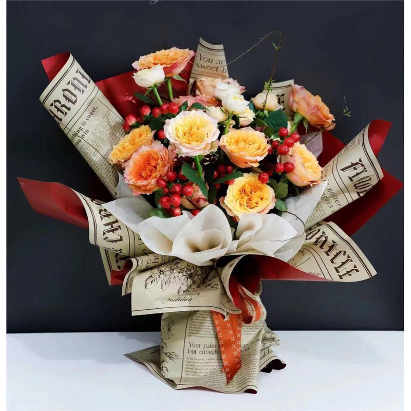 20pcs in 1 Pack Two-sided Britain Newspaper Design Wrapper Bouquet Wrapping Material (Waterproof)