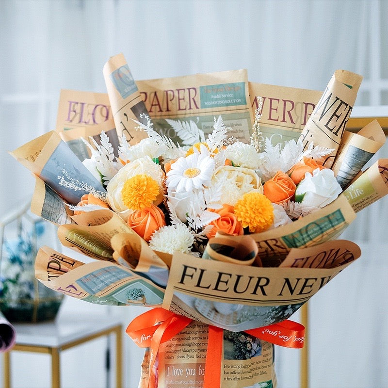 20pcs Fleur Newspaper Design Wrapper Bouquet Wrapping Paper