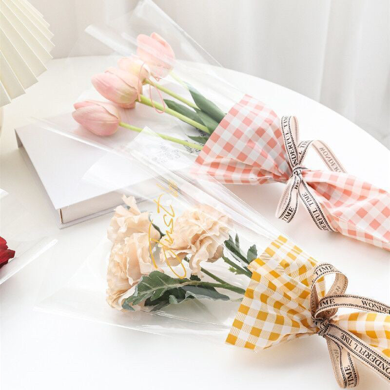 50pcs Mini Bouquet Checkered Wrappers Wrapping Paper