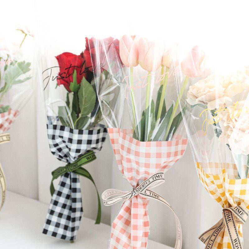 50pcs Mini Bouquet Checkered Wrappers Wrapping Paper