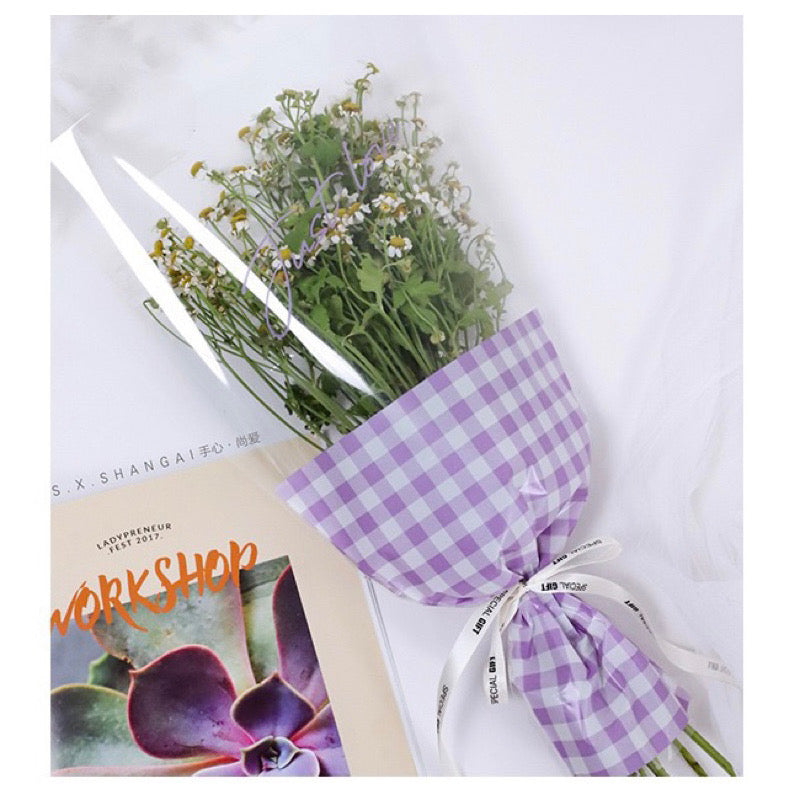 50pcs Mini Bouquet Checkered Wrappers Wrapping Paper