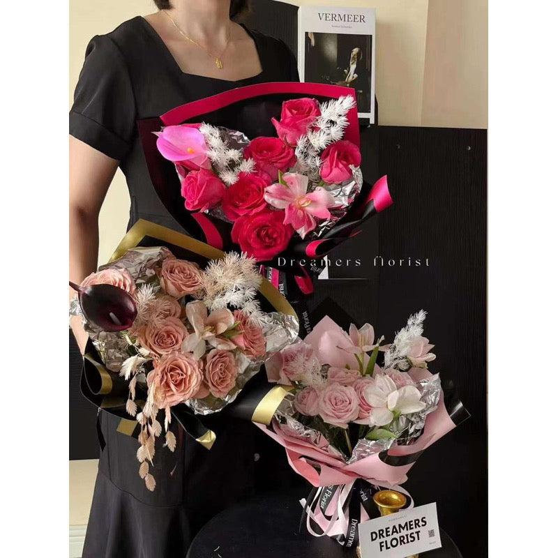 20pcs Wide Border Lining Bouquet Flower Wrapping Paper