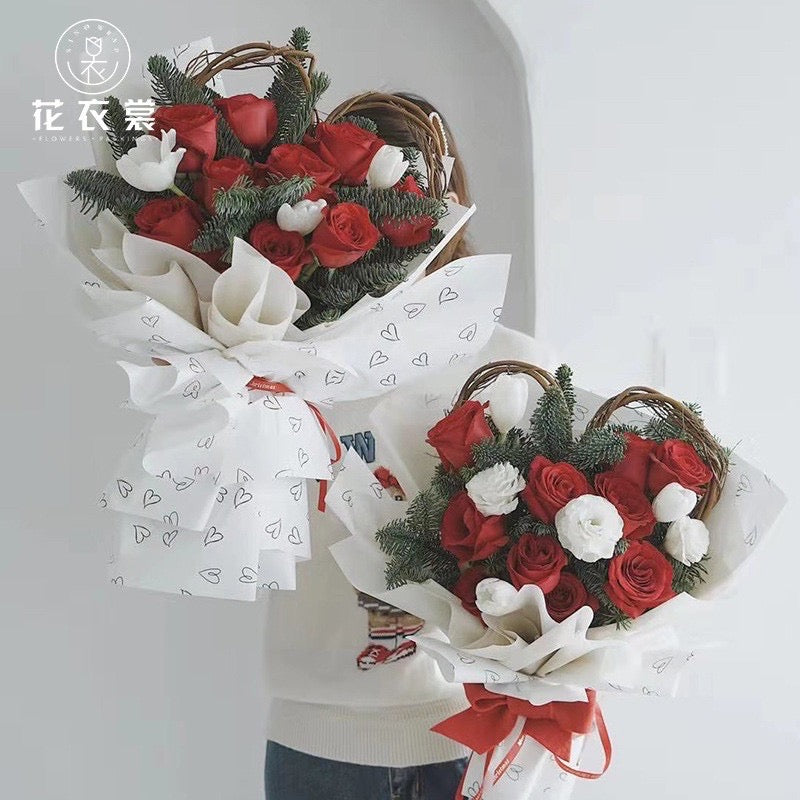 20pcs Elegant Heart Design Waterproof Wrappers Bouquet Wrapping Material (Waterproof)