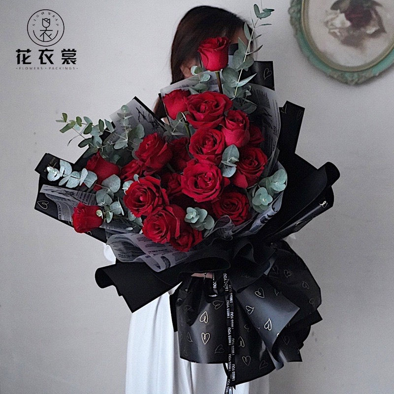 20pcs Elegant Heart Design Waterproof Wrappers Bouquet Wrapping Material (Waterproof)