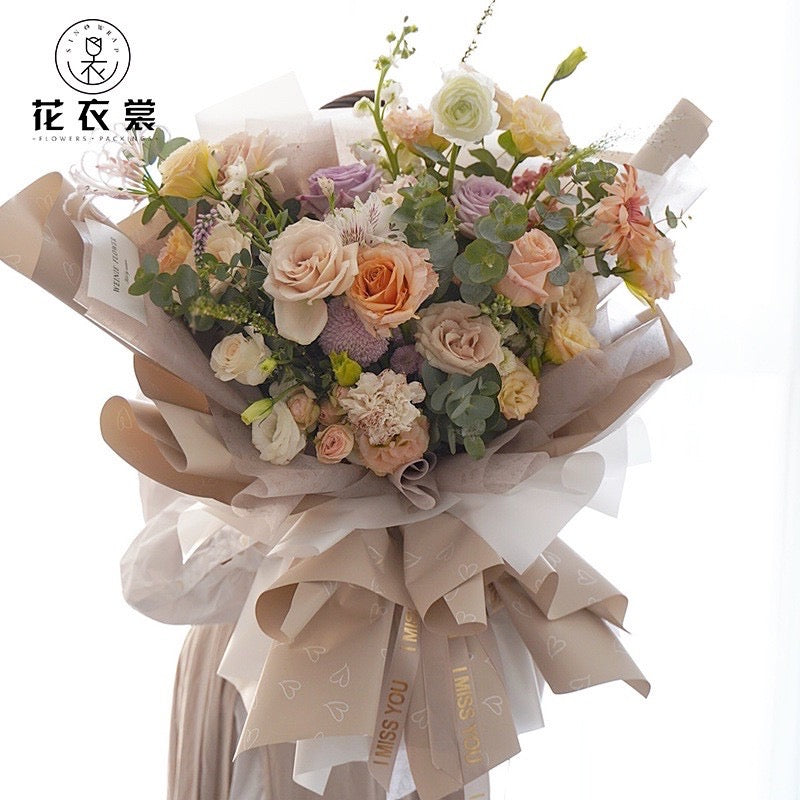 20pcs Elegant Heart Design Waterproof Wrappers Bouquet Wrapping Material (Waterproof)