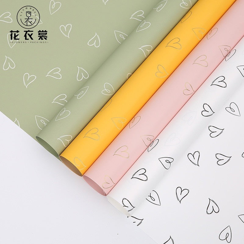 20pcs Elegant Heart Design Waterproof Wrappers Bouquet Wrapping Material (Waterproof)