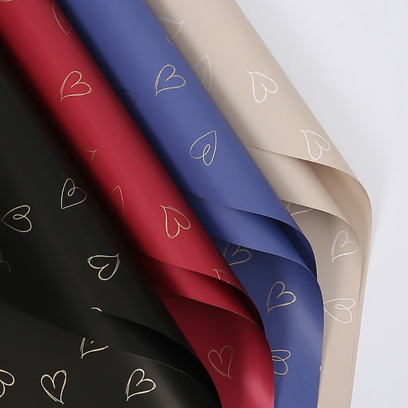 20pcs Elegant Heart Design Waterproof Wrappers Bouquet Wrapping Material (Waterproof)