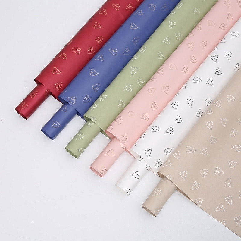 20pcs Elegant Heart Design Waterproof Wrappers Bouquet Wrapping Material (Waterproof)