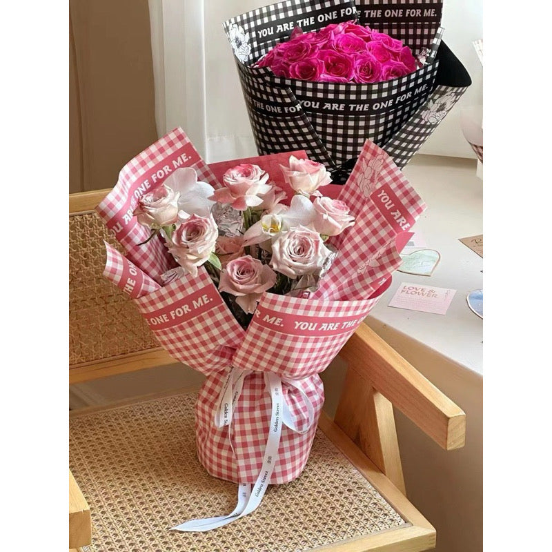 20pcs Small Grid Wrappers Bouquet Wrapping Materials (Waterproof)