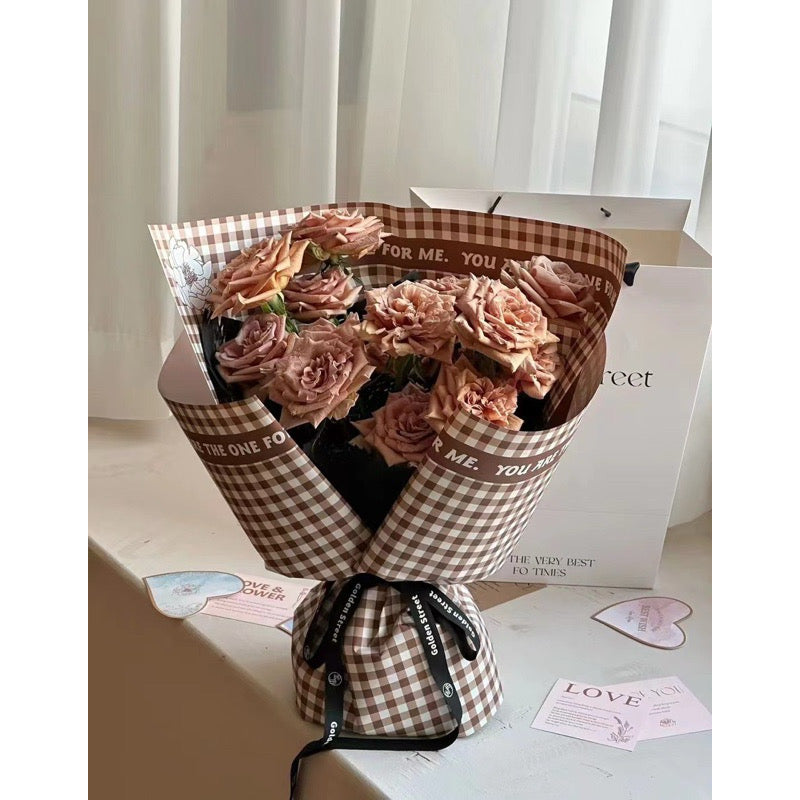 20pcs Small Grid Wrappers Bouquet Wrapping Materials (Waterproof)