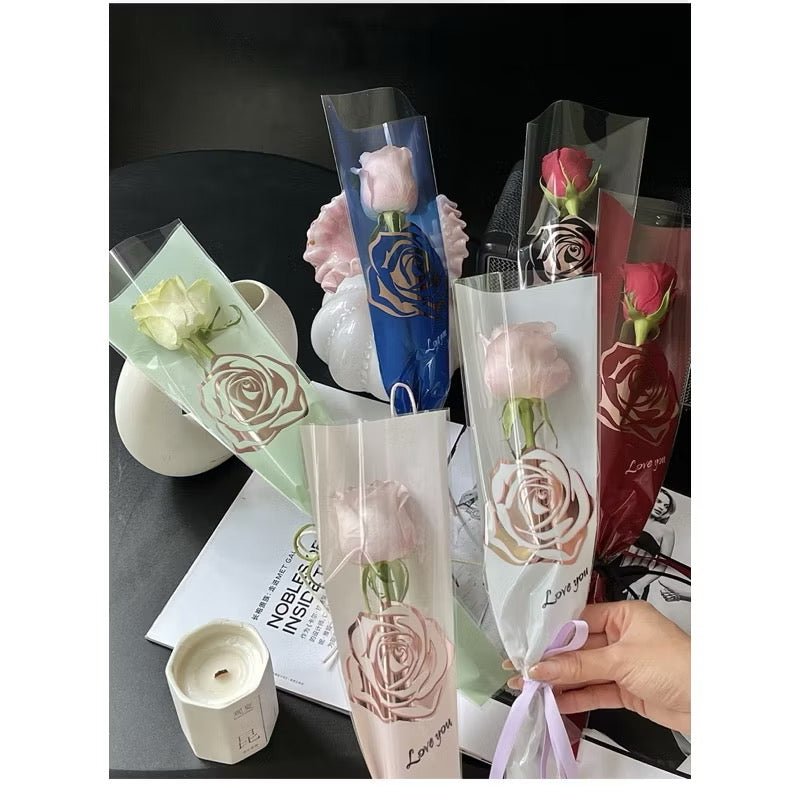 30pcs GoldPrint Rose Head Single Stem Wrapping Paper