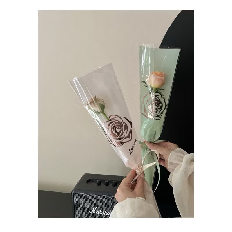 30pcs GoldPrint Rose Head Single Stem Wrapping Paper